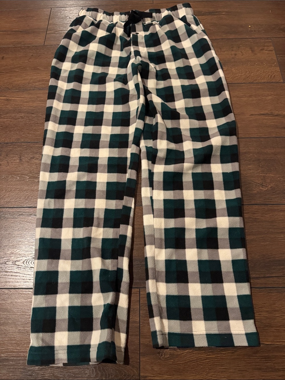 Men's Plaid Fleece Lounge Pants - Green/Black/Gray size medium